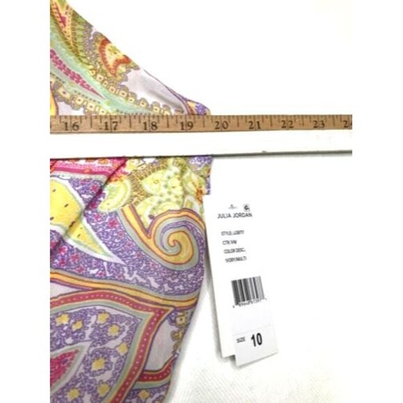 Julia Jordan Paisley Chiffon Sleeveless Belted Crepe Tiered Maxi Dress 10 NWT - Picture 8 of 11